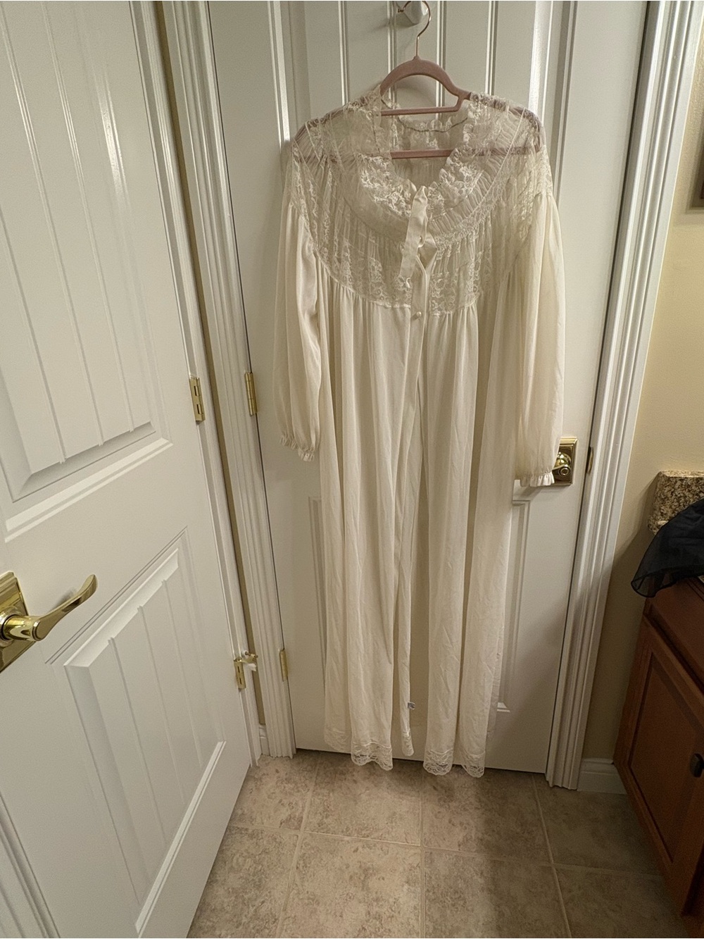 Radcliffe Vintage 50’s-60’s Nylon White Robe Sheer Chiffon Lace Peignoir L
